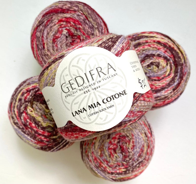 35% Off Lana Mia Cotone Sock Yarn Cotton Fingering Yarn 415 Yards image 2