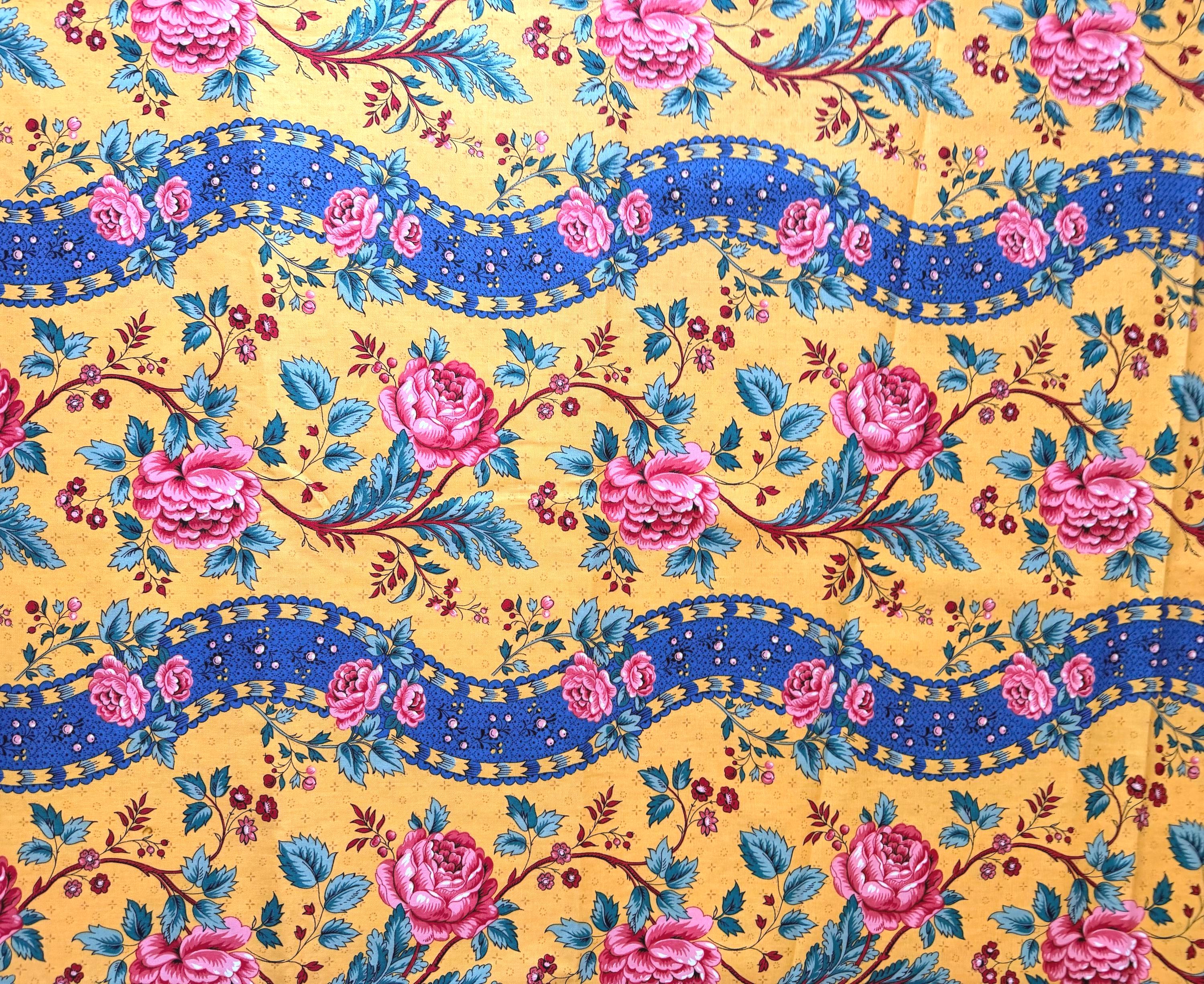 Vintage Blue Floral Chintz Fabric - Etsy