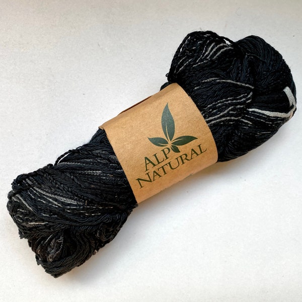 50% Off Feza Alp Natural Yarn Hand Tied Worsted Yarn Cotton Silk Linen Black 230 Yards