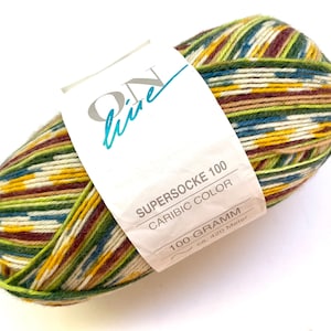 35% Off Online SuperSocke 100 4-Ply Caribic Yarn Superwash Wool Nylon Fingering Striping 459 Yards