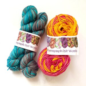 40% Off Inversible Sock Set Fibernymph Dyeworks Hand Painted Sock Yarn Superwash Merino Wool Fingering 400 Yards