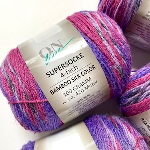 40% Off Online SuperSocke 4-Ply Bamboo Silk Color Yarn Superwash Wool Fingering Striping 459 Yards