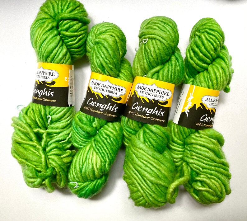 35/% Off Cashmere Genghis Jade Sapphire Hand Spun Hand Dyed Yarn Super Bulky 60 Yards