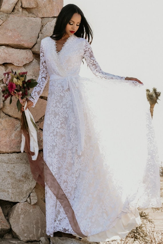 long sleeve elopement dress