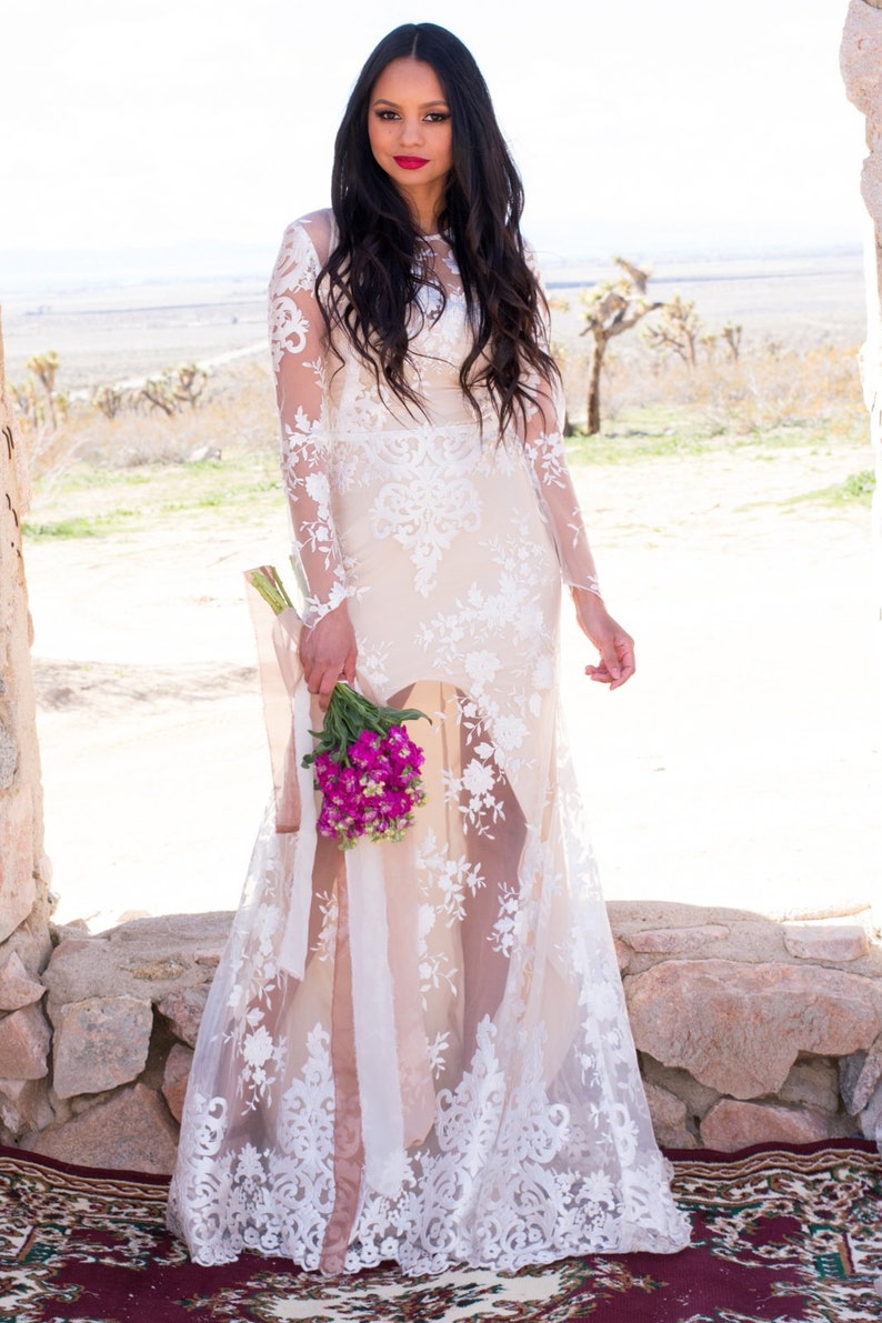 Embroidered Lace Long Sleeve Mermaid Hourglass WEDDING Dress | Etsy