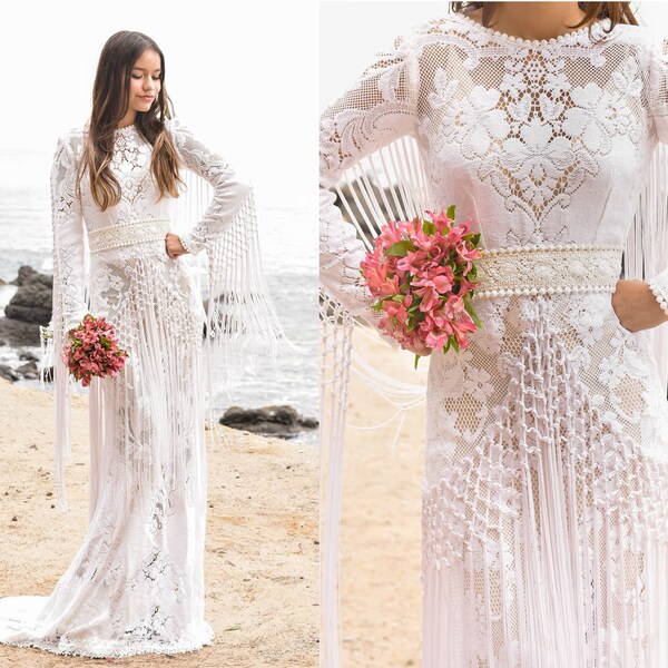 Hippie Wedding Dress - Etsy