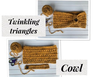 Twinkling Triangles Cowl PATTERN, crochet cowl pattern, crochet scarf pattern, cowl pattern,crochet Fall pattern, DIGITAL DOWNLOAD