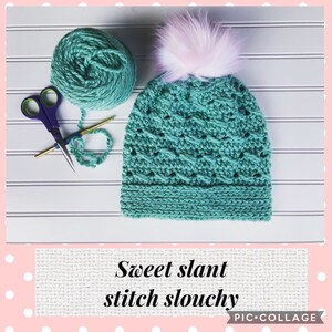 Sweet Slant Stitch Slouchy Hat PATTERN, crochet beanie pattern, slouchy hat pattern, crochet slouchy beanie, DIGITAL DOWNLOAD