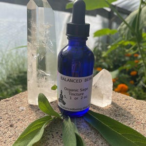 ORGANIC SAGE TINCTURE 1 or 2 oz. Glass Bottle with dropper