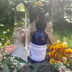 Organic Head Allay Tincture in Boston  Glass Dropper Bottle 1 or 2 oz