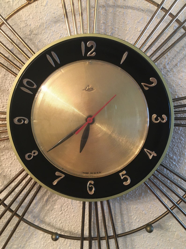 MCM STARBURST CLock by LUX electrical quiet and accurate c1960 Etsy