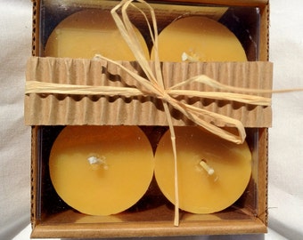 100% Pure Beeswax Votives Candles-set of 4