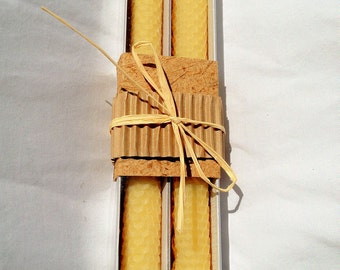 100% Pure Beeswax Hand Rolled Honeycomb Candles 8 1/2&quot; x  3/4&quot; Taper -pair
