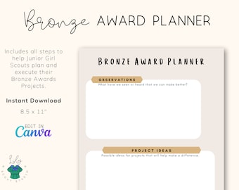 Girl Scouts Bronze Award Planner | Girl Scouts | Printable | Download | 8.5 x 11&quot; | Worksheet