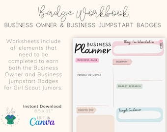 Girl Scouts Badge Workshop for Junior Business Owner and Business Jumpstart Badges | Girl Scouts | Printable | Download | 8.5 x 11&quot;