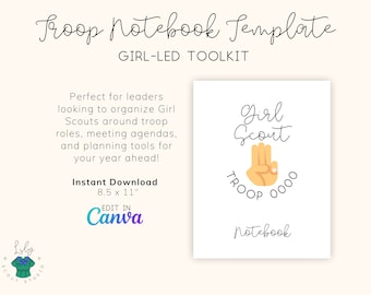 Troop Notebook Girl-Led Toolkit | Girl Scouts | Printable | Download | 8.5 x 11&quot; | Worksheet | Edit in Canva