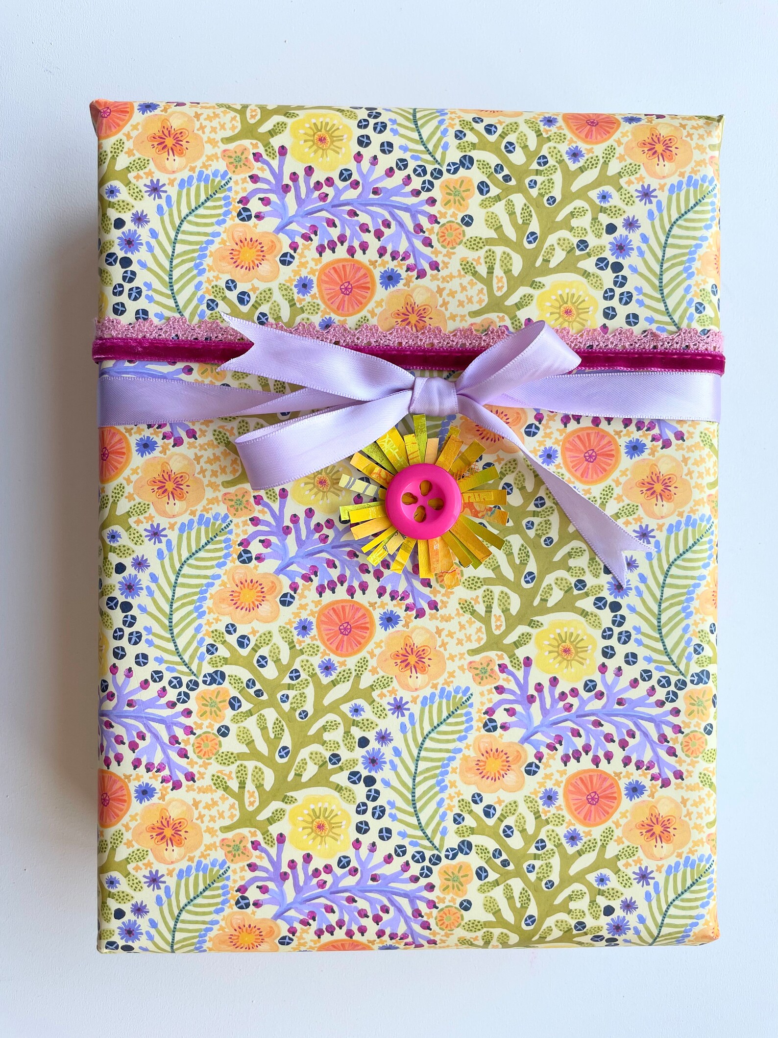 Lush Floral Gift Wrap Lush Floral Wrapping Paper Etsy
