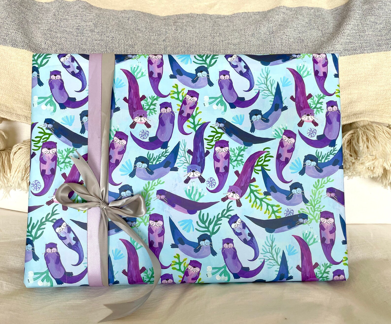 I Love Otters Wrapping Paper Otter Gift Wrap Etsy
