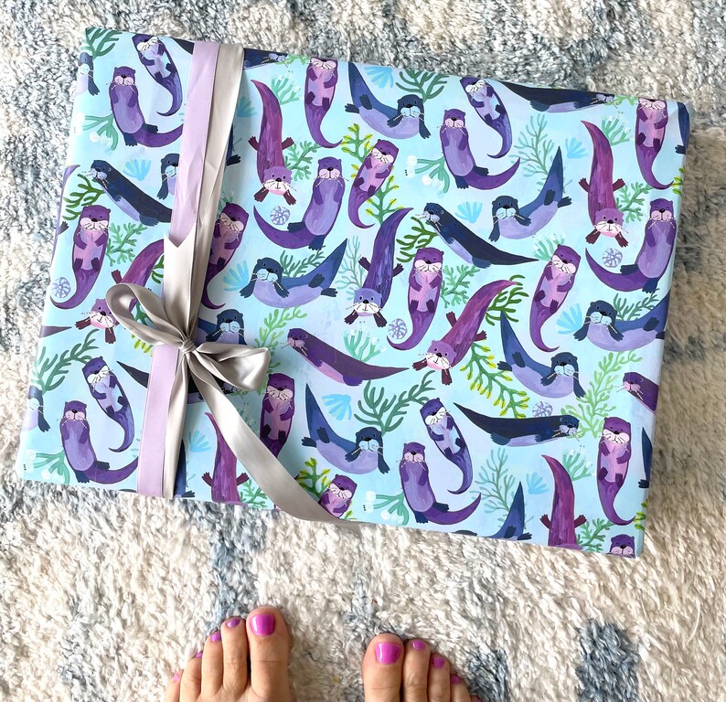 I Love Otters Wrapping Paper Otter Gift Wrap Etsy
