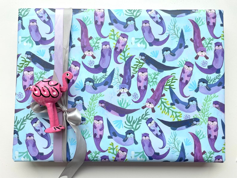 I Love Otters Wrapping Paper Otter Gift Wrap Etsy