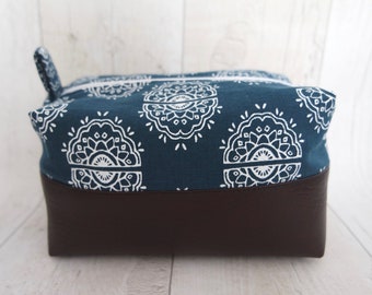 Screen printed large makeup / cosmetic / wash / travel bag