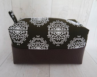 Screen printed large makeup / cosmetic / wash / travel bag