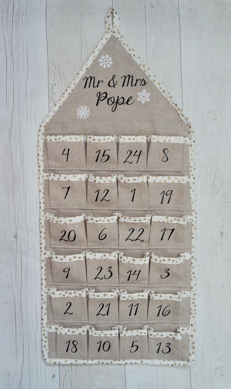 Personalised luxury linen advent calendar image 6