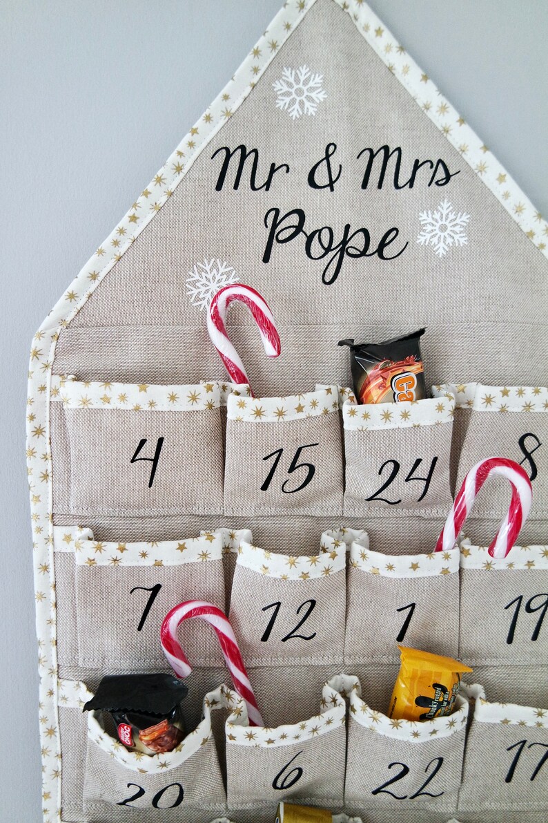 Personalised luxury linen advent calendar image 2