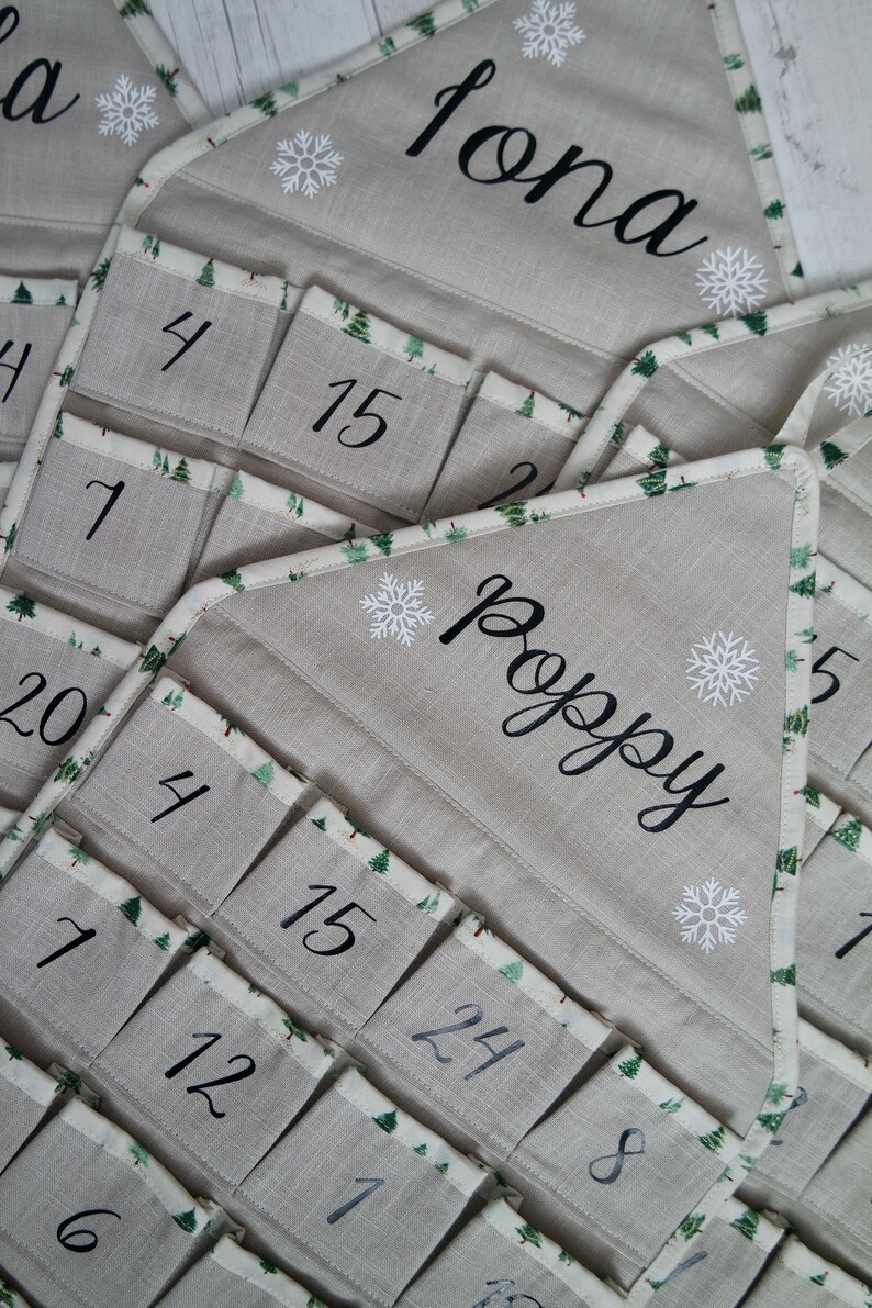 Personalised luxury linen advent calendar image 5