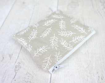 Screen printed linen coin purse