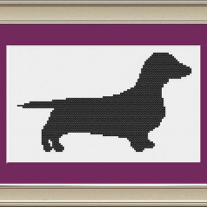 Dachshund silhouette: cute dog cross-stitch pattern