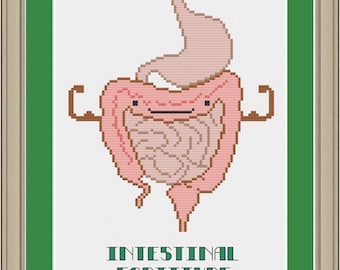 Intestinal fortitude: funny anatomy cross-stitch pattern