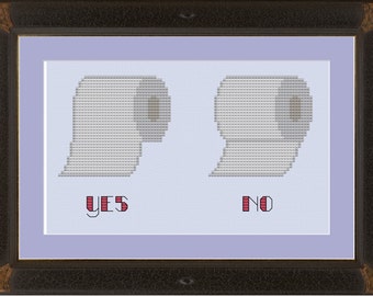 Toilet paper hanging protocol: funny cross-stitch pattern