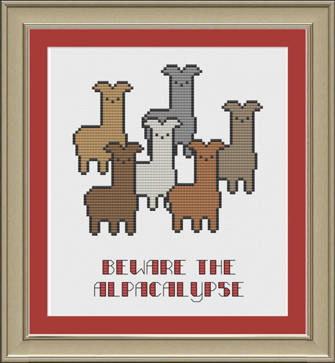 Alpaca Cross Beware the Alpacalypse: Funny Alpaca Cross-stitch Pattern - Etsy