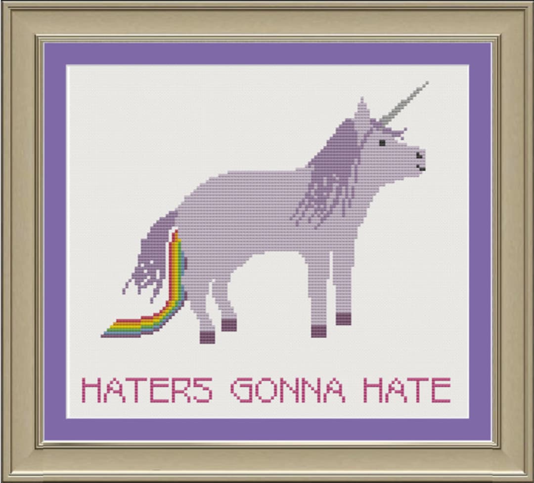 Unicorn Haters Gonna Hate Funny Crossstitch Pattern Etsy