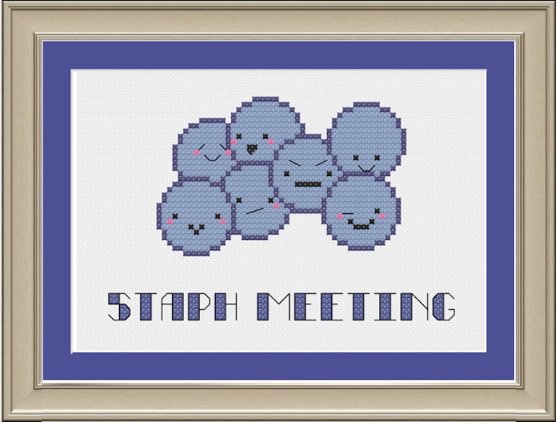 Staph Meeting: Nerdy Bacteria Cross-stitch Pattern | Etsy