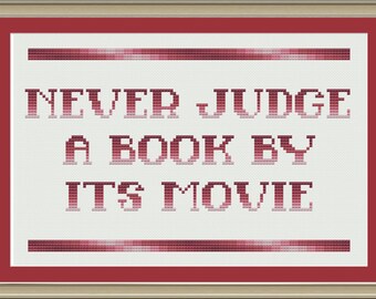 Never judge a book by its movie: funny cross-stitch pattern