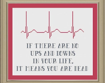 Ups and downs: inspirational cross-stitch pattern