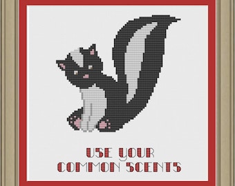 Use your common scents: cute skunk cross-stitch pattern