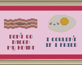 Don't go bacon my heart: nerdy bacon and eggs cross-stitch pattern