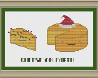 Cheese on earth: funny Christmas cross-stitch pattern