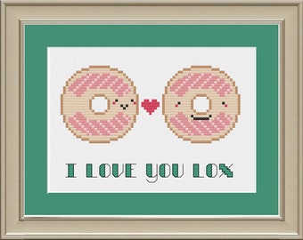 I love you lox: cute bagel cross-stitch pattern