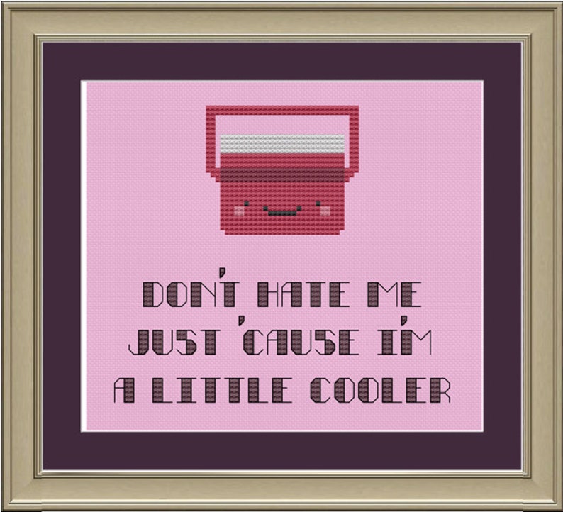 Don't hate me just 'cause I'm a little cooler: funny cross-stitch pattern image 1