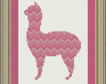 Chevron stripe llama: cute cross-stitch pattern