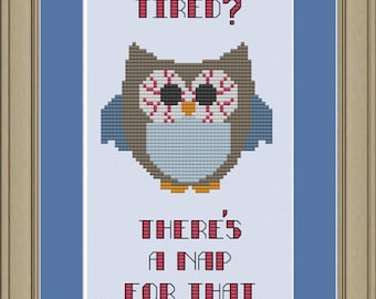 There's a nap for that: funny owl cross-stitch pattern