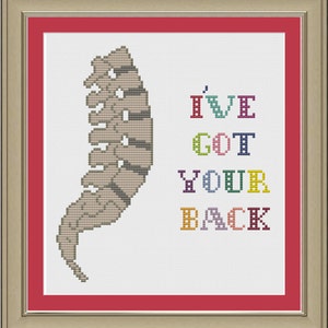 I've got your back: nerdy spine anatomy cross-stitch pattern