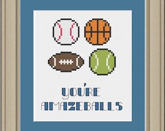Youre amazeballs: funny cross-stitch pattern