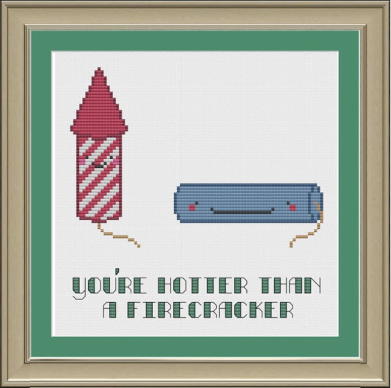 You're hotter than a firecracker: cute cross-stitch pattern image 1