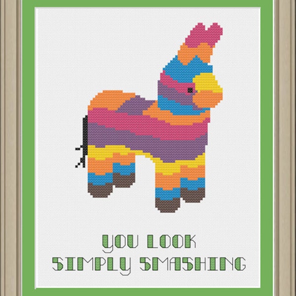 You look simply smashing: funny pinata cross-stitch pattern