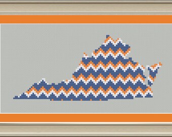 Chevron stripe Virginia silhouette: cool cross-stitch pattern